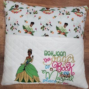 Princess Tiana Reading Book Pocket Pillow 16"x16"